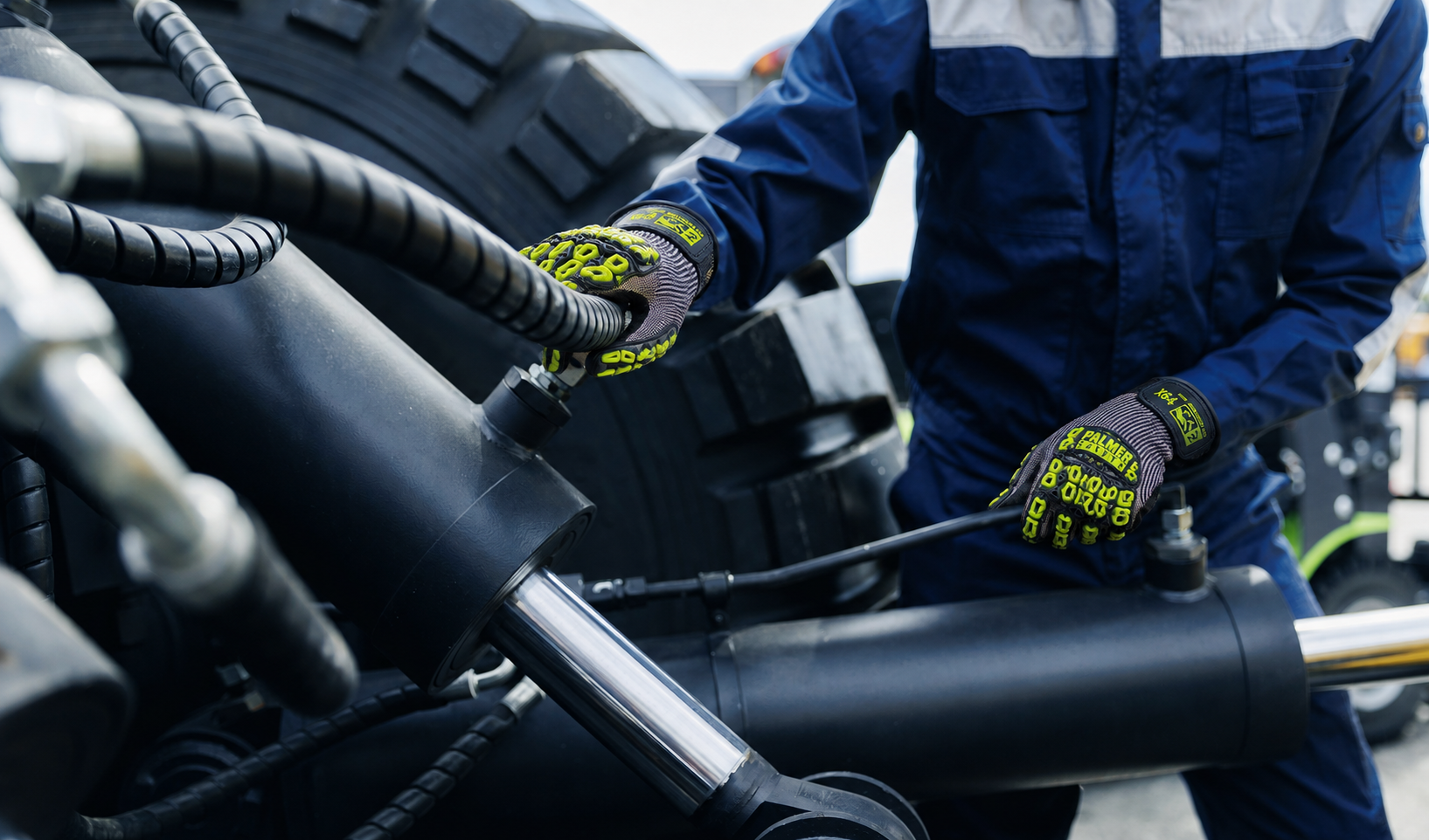 Industrial worker using GX Series gloves while grinding steel