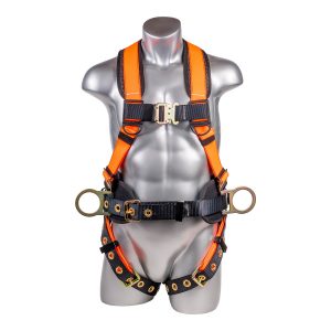 ATERET Fall Protection Full Body 5 point Harness, Padded Back Support,  Quick-Connect Buckle, Grommet Legs, Back&Side D-Rings, OSHA ANSI Industrial