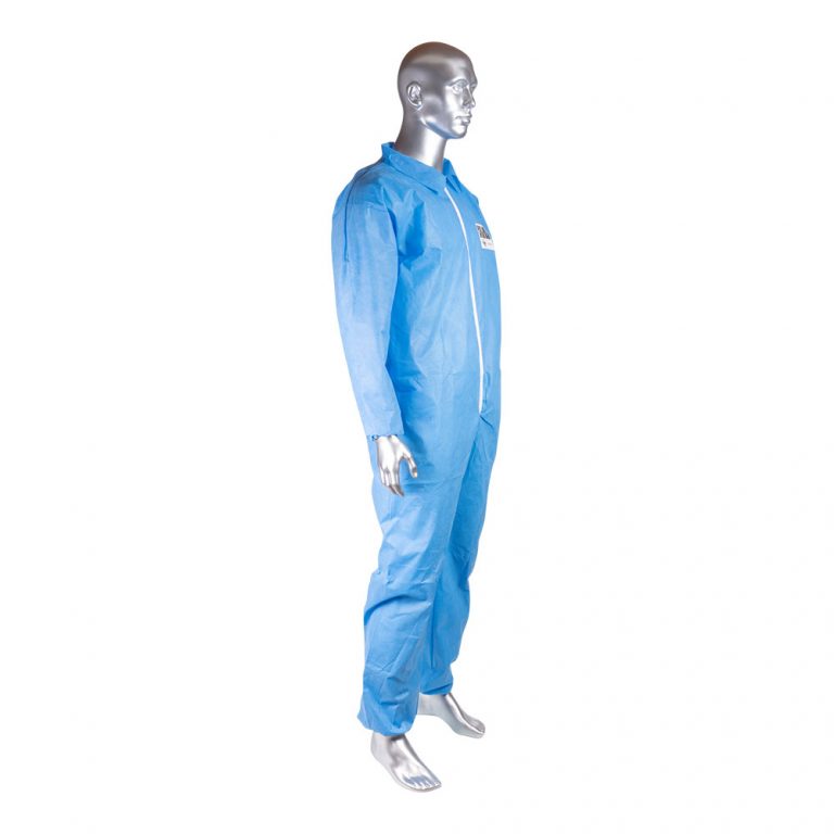 blue disposable overalls